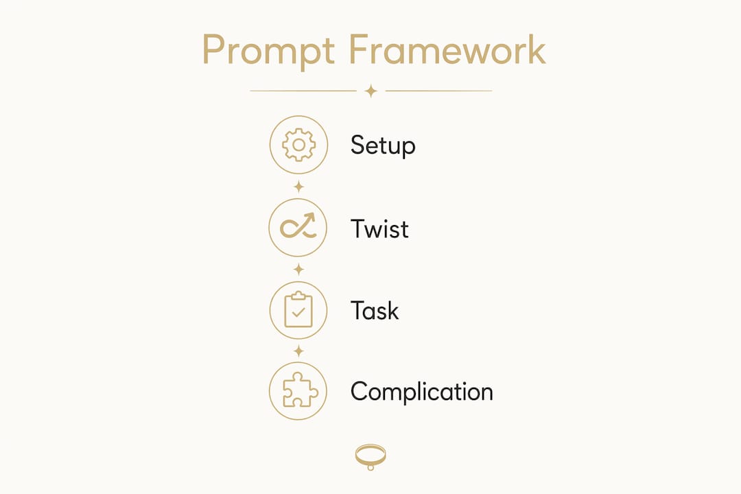 Infographic illustrating four-part AI roleplay prompt framework