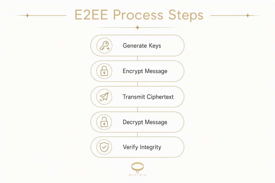 Infographic displaying step-by-step encryption process