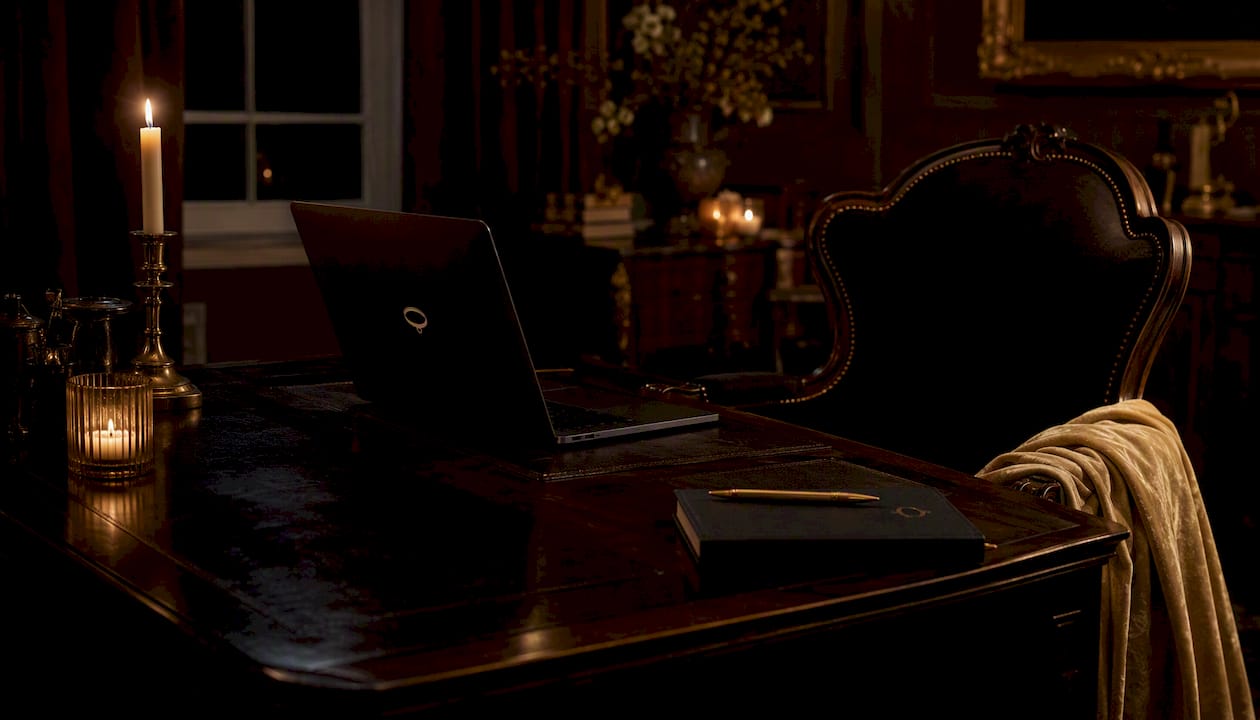 Elegant AI chat setup with dark intimate lighting