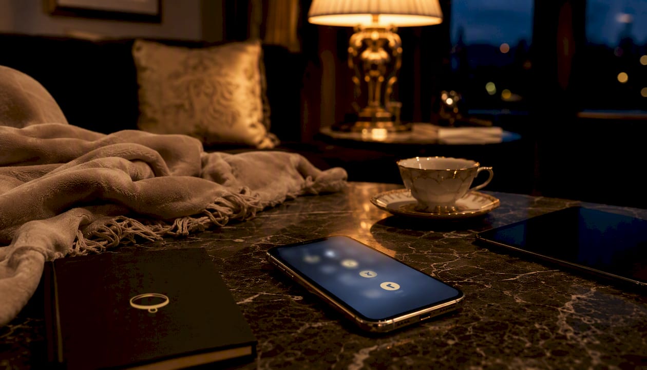 Smartphone on desk showing privacy permissions glow