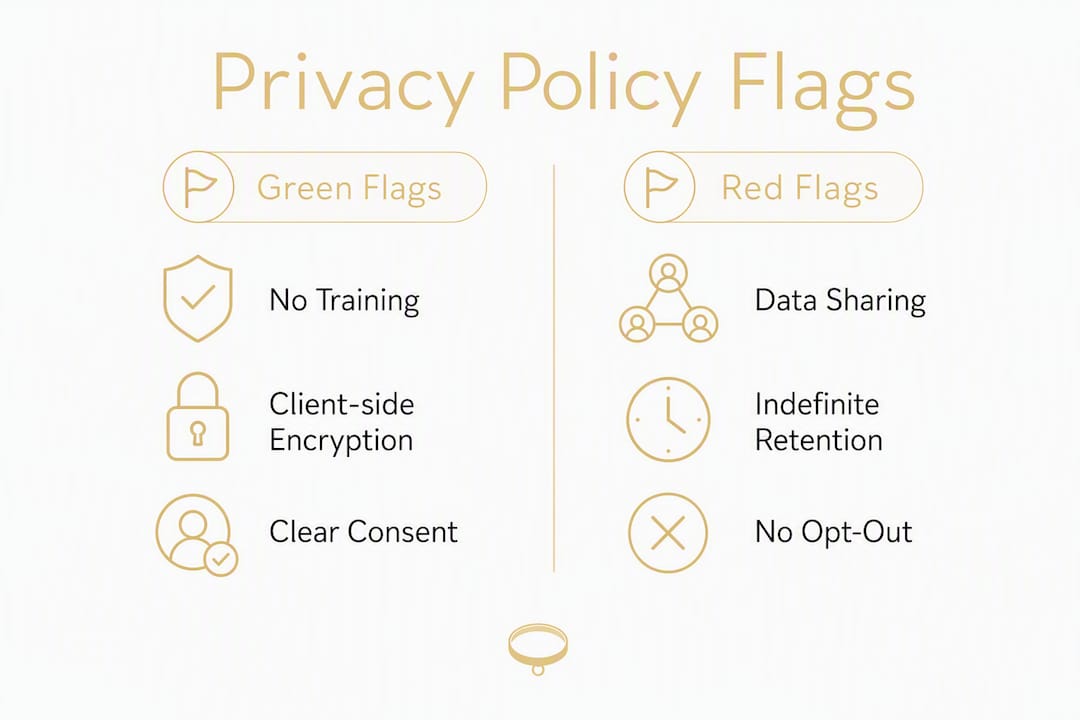 Infographic showing privacy policy evaluation flags