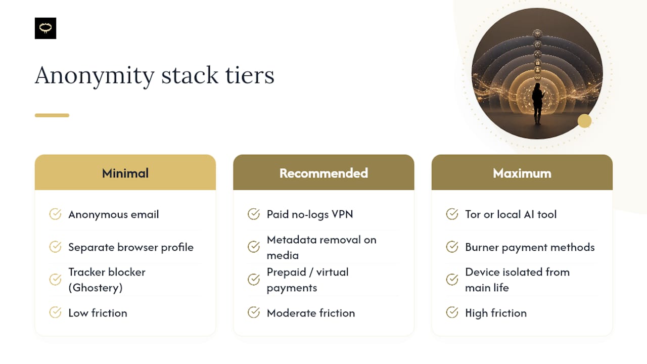 Three levels of layered anonymity protection