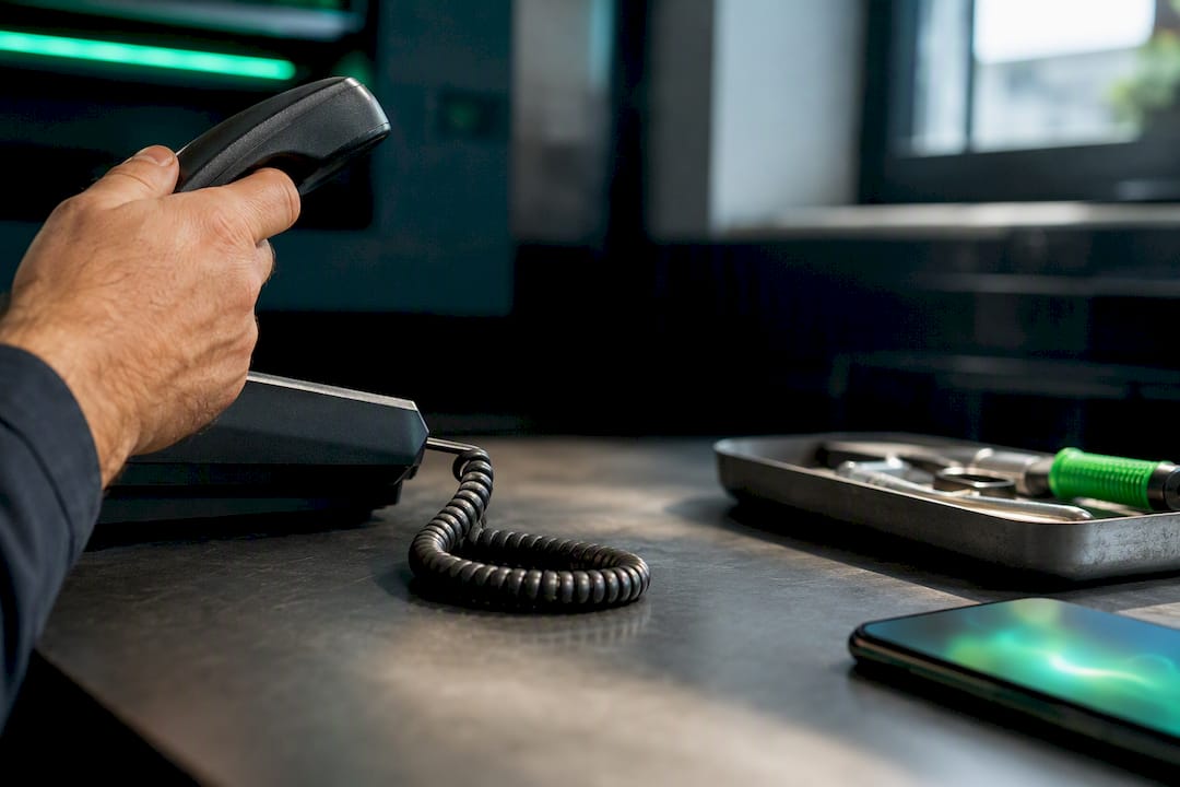 Tradesperson testing a real missed call