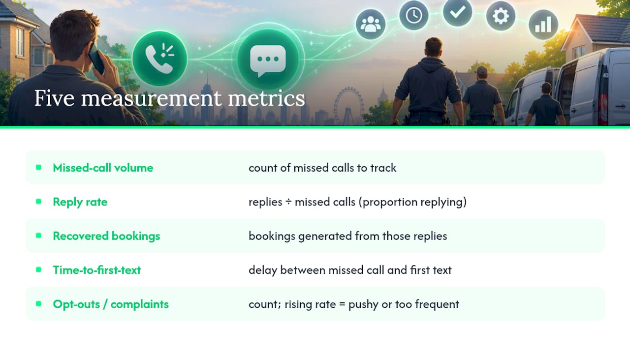 Five missed call performance metrics
