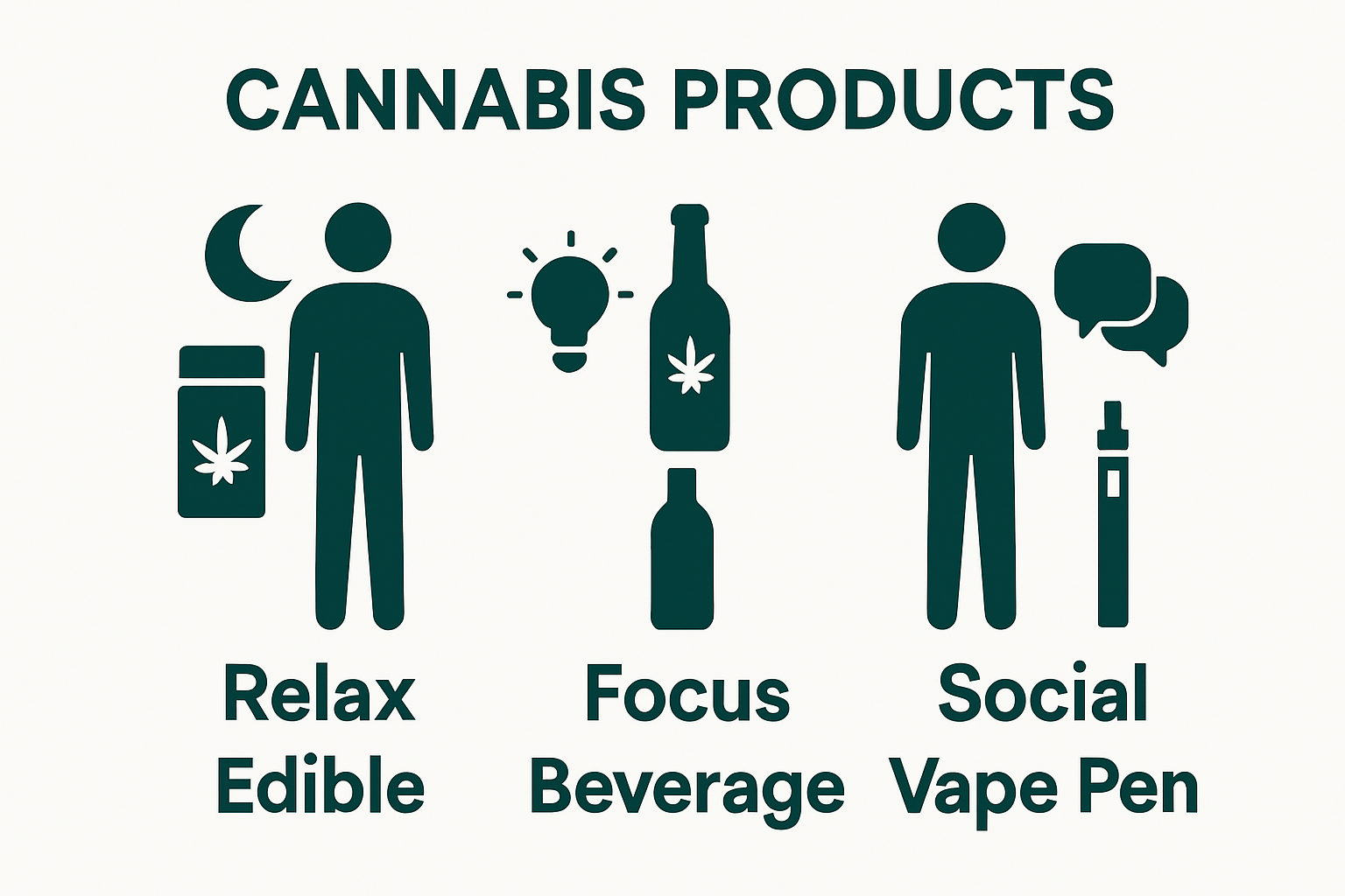 Comparison chart of three lifestyle cannabis products and their effects