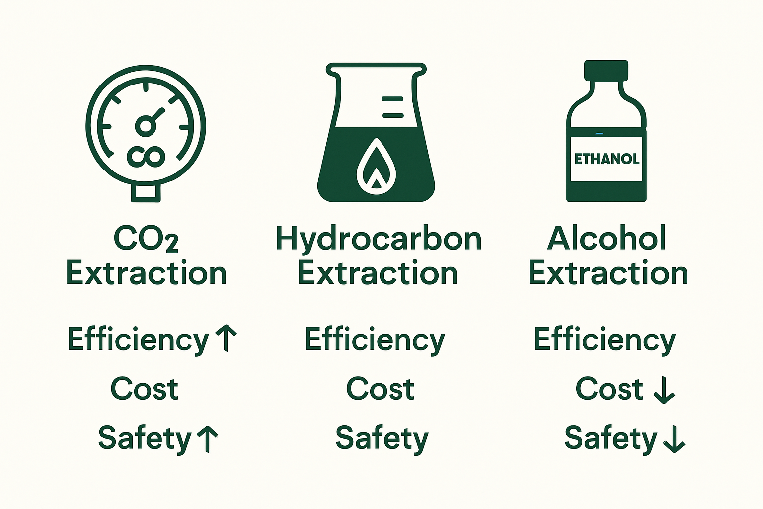 Comparison of major hemp extraction methods
