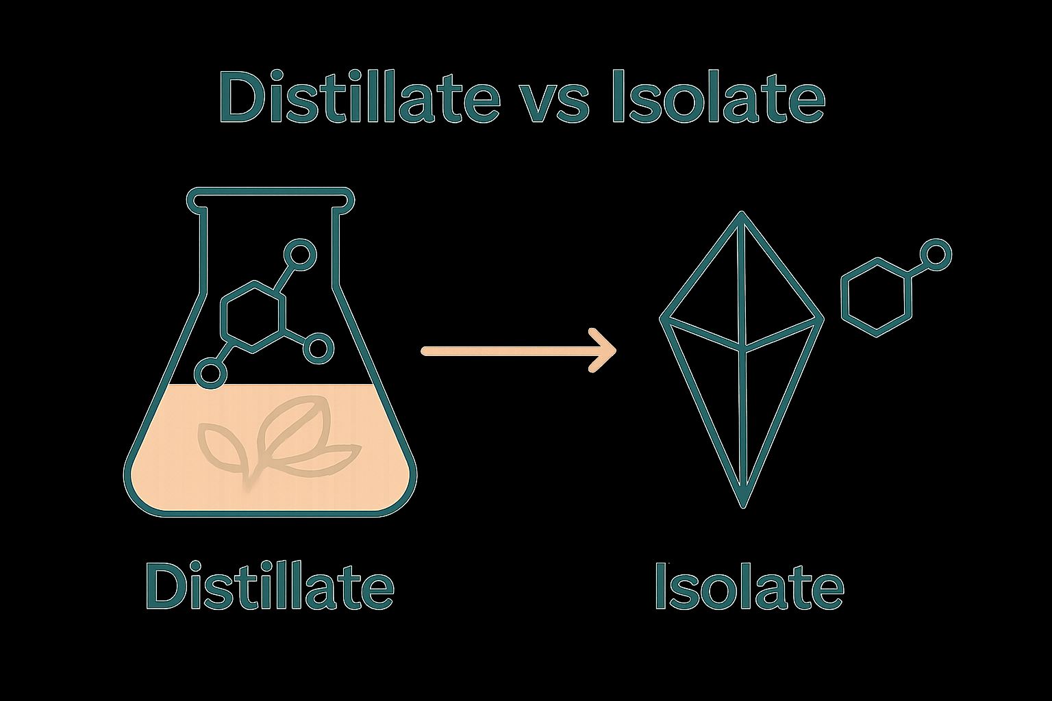 Infographic comparing distillate and isolate cannabinoid extracts