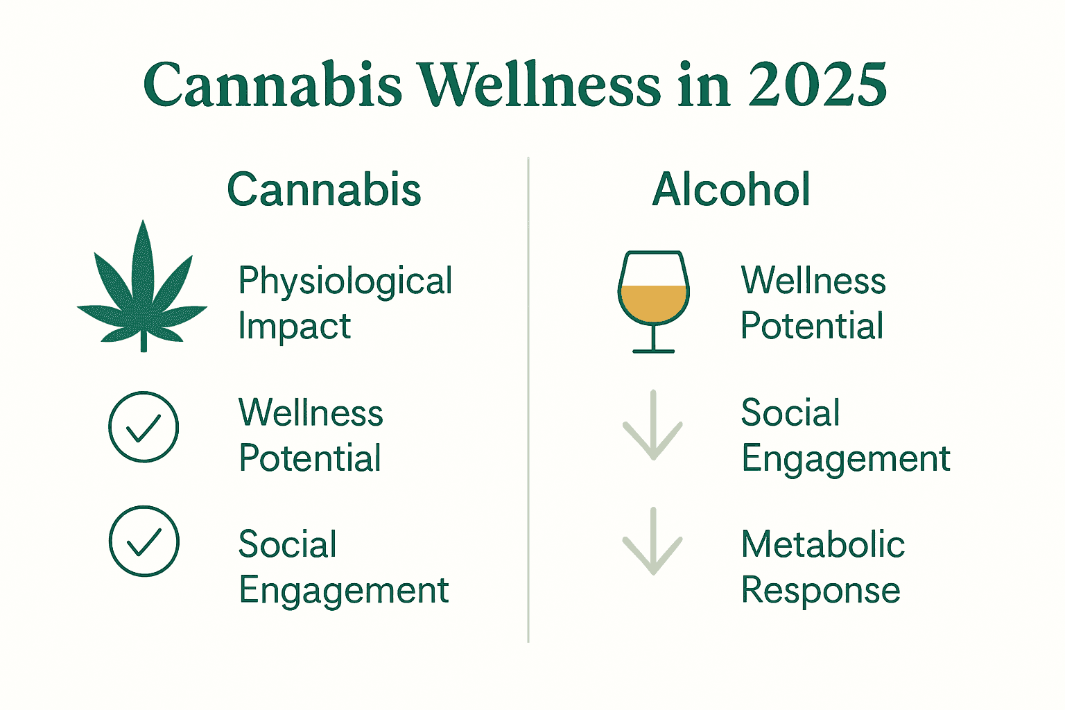 Cannabis vs Alcohol wellness comparison chart for 2025