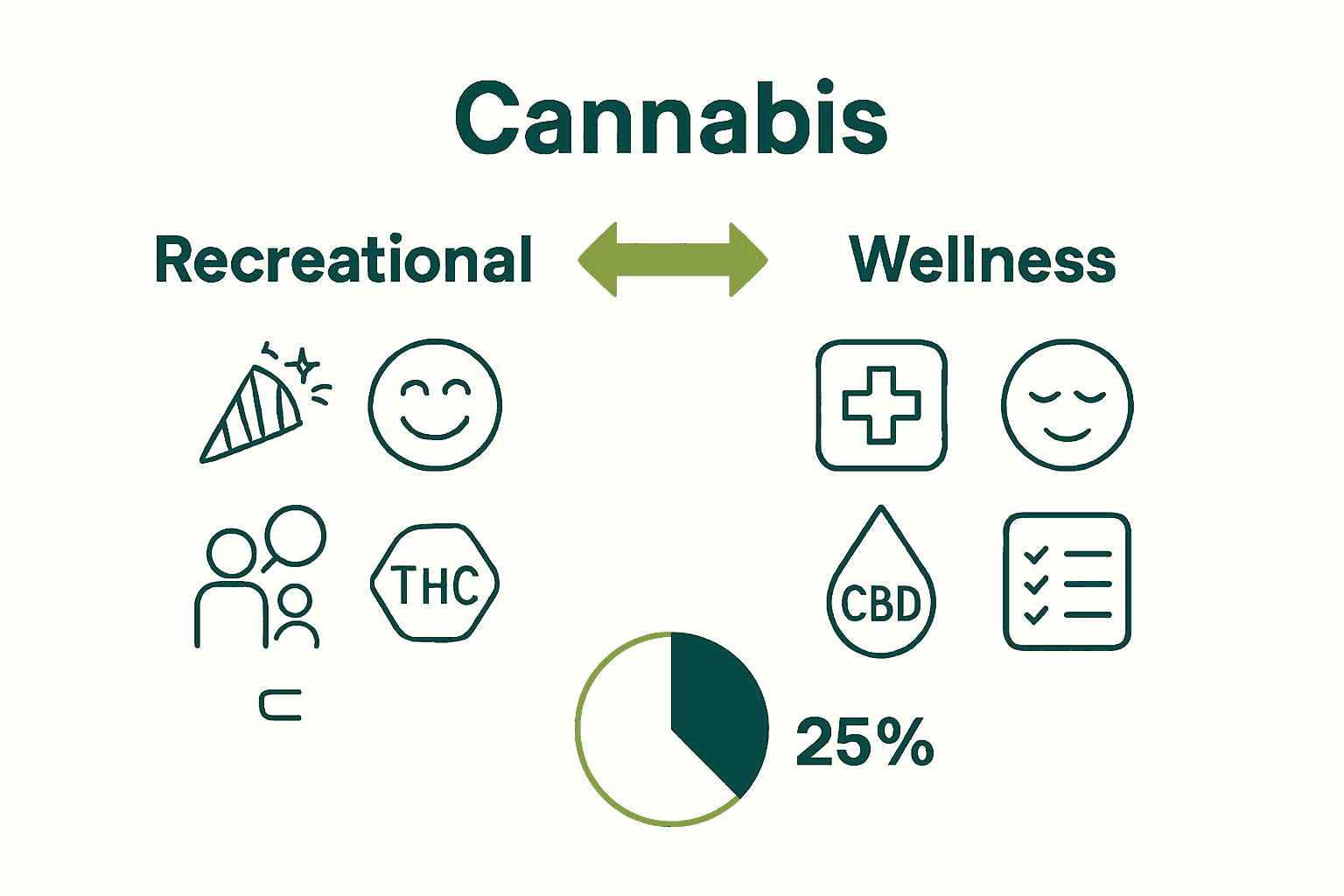 Side-by-side infographic comparing recreational and wellness cannabis