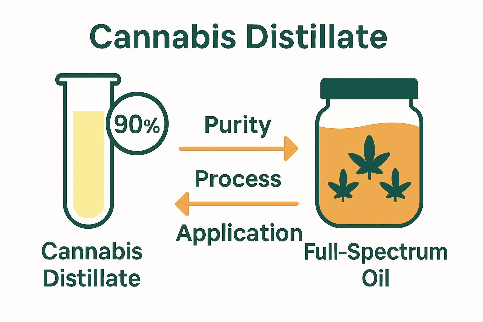Infographic comparing distillate and other cannabis extracts visually.