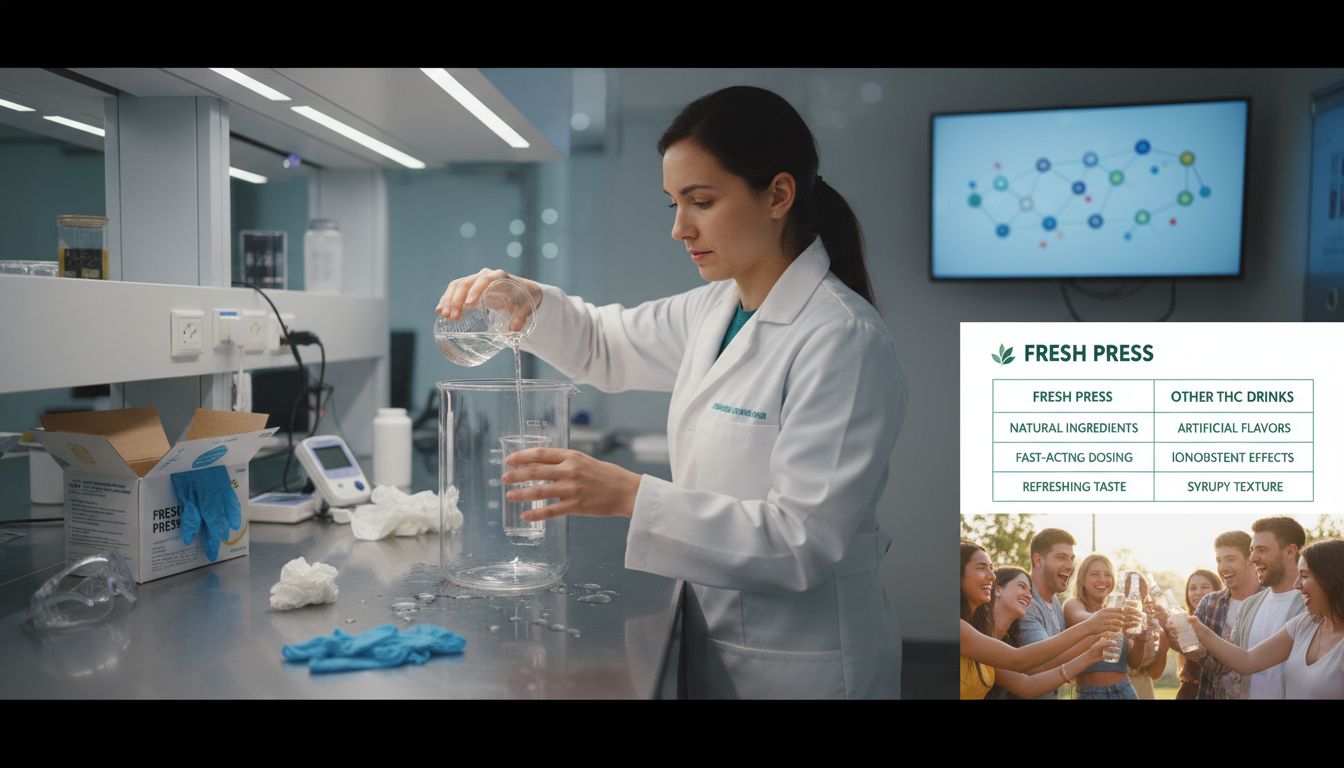 Lab technician making THC emulsion beverage