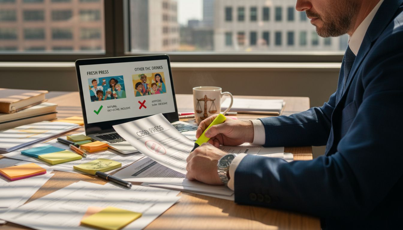Attorney reviews cannabis legal documents on desk