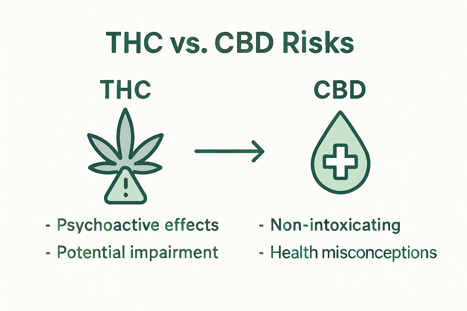 Infographic comparing THC and CBD risks