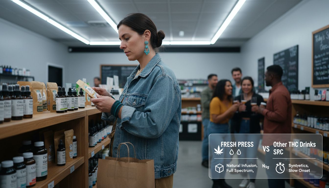 Woman selecting cannabis product in dispensary