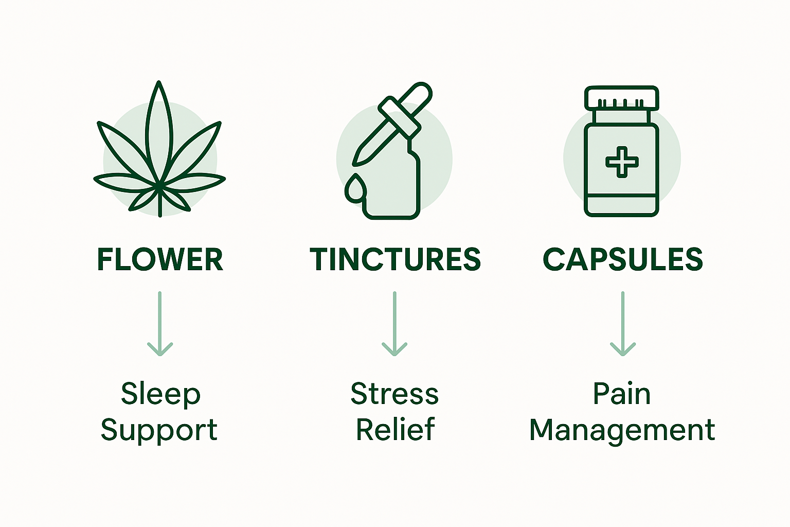 Infographic comparing three cannabis product types