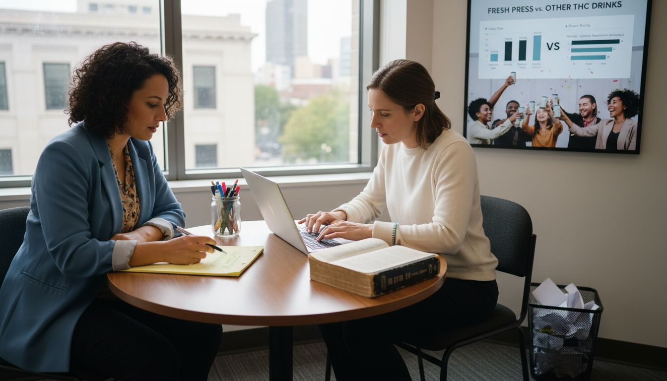 Legal team discussing cannabis law paperwork