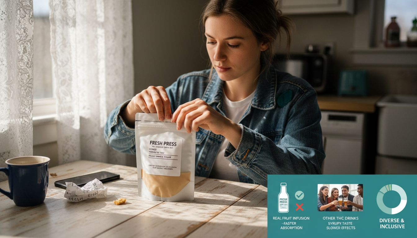 Woman reading childproof cannabis packaging label