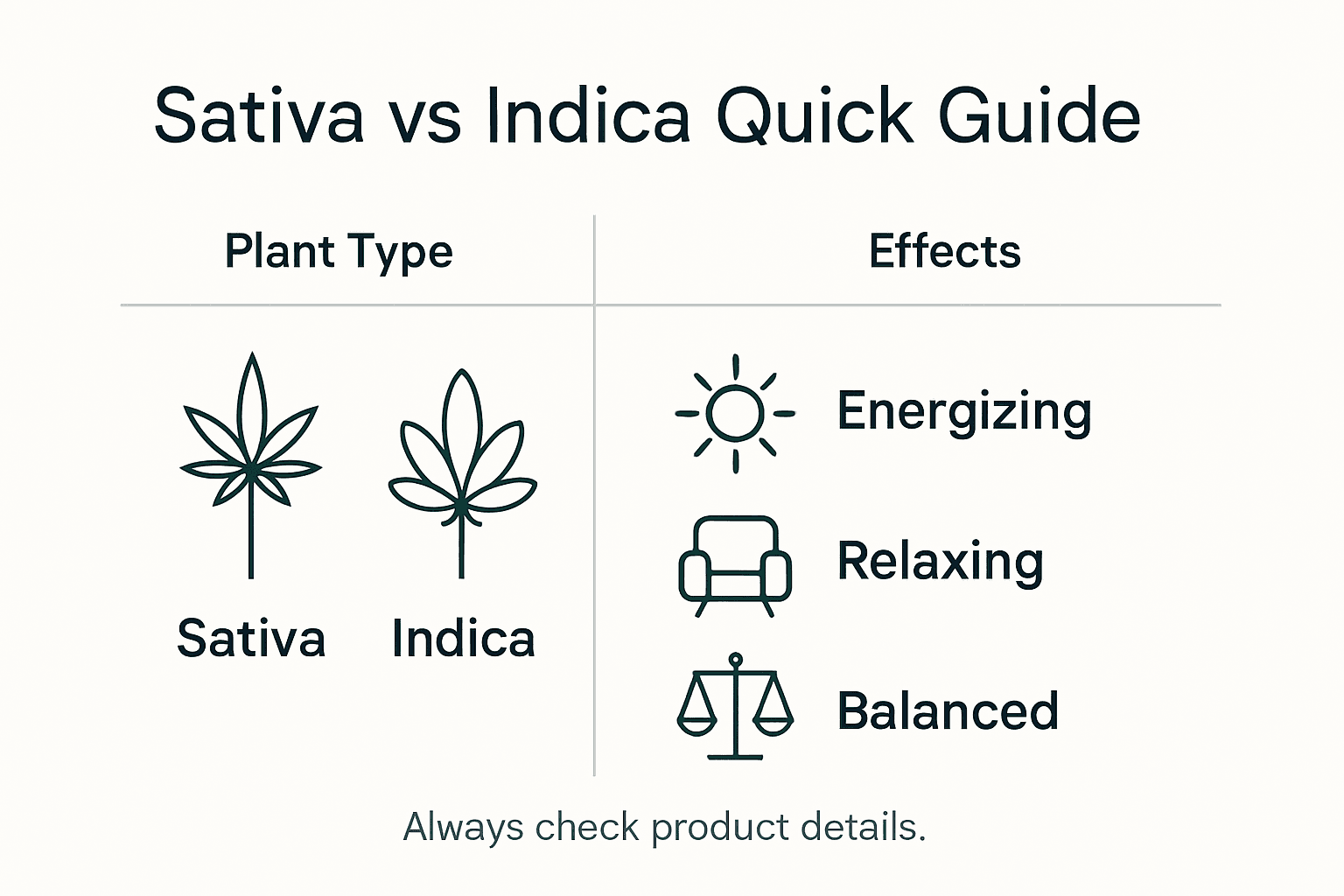 Infographic comparing sativa and indica traits