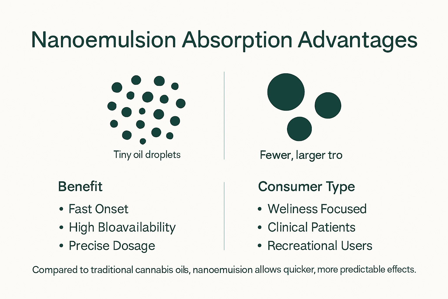 Infographic showing nanoemulsion benefits and key users