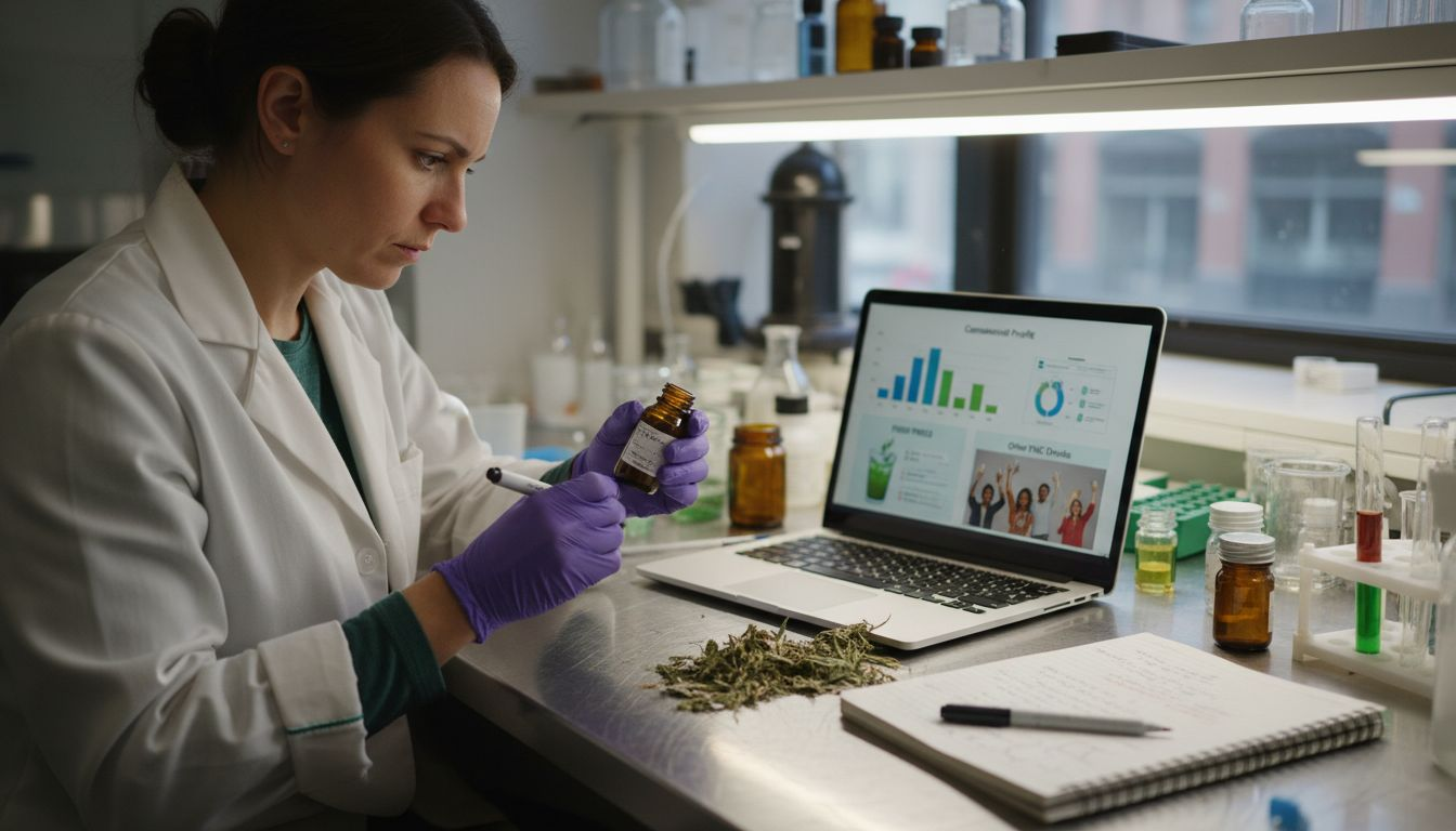 Lab technician labels hemp compound samples