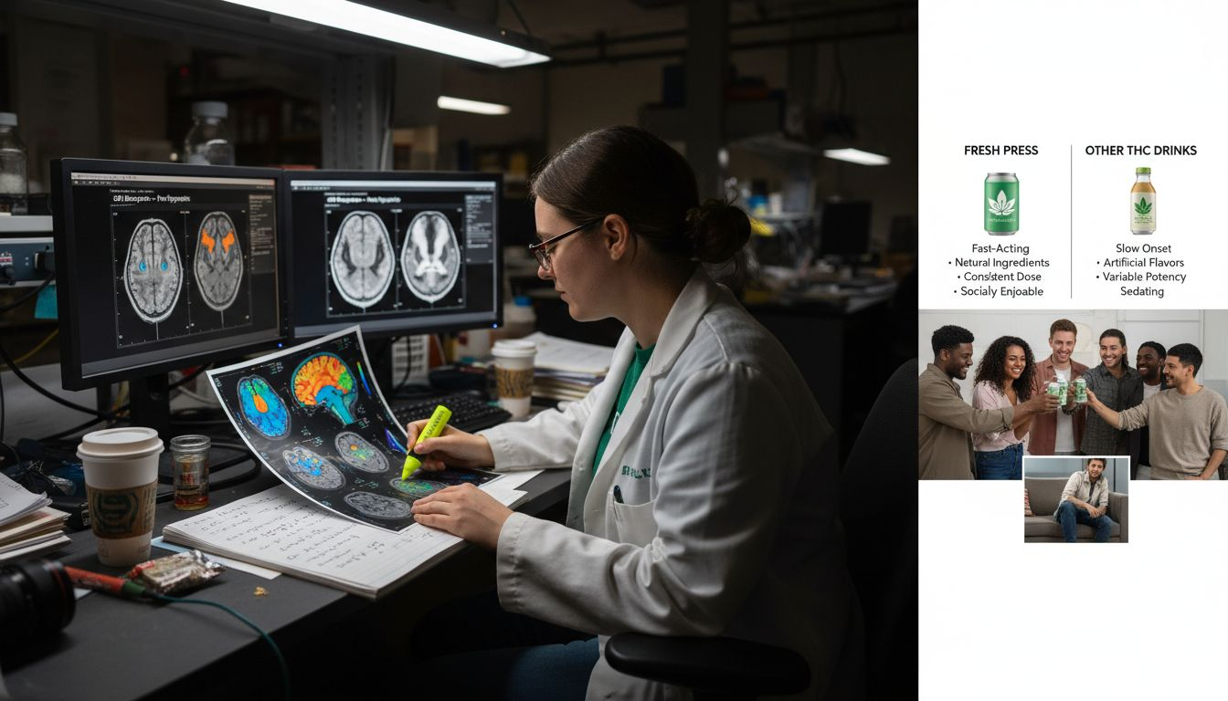 Scientist reviewing cannabis brain scan data