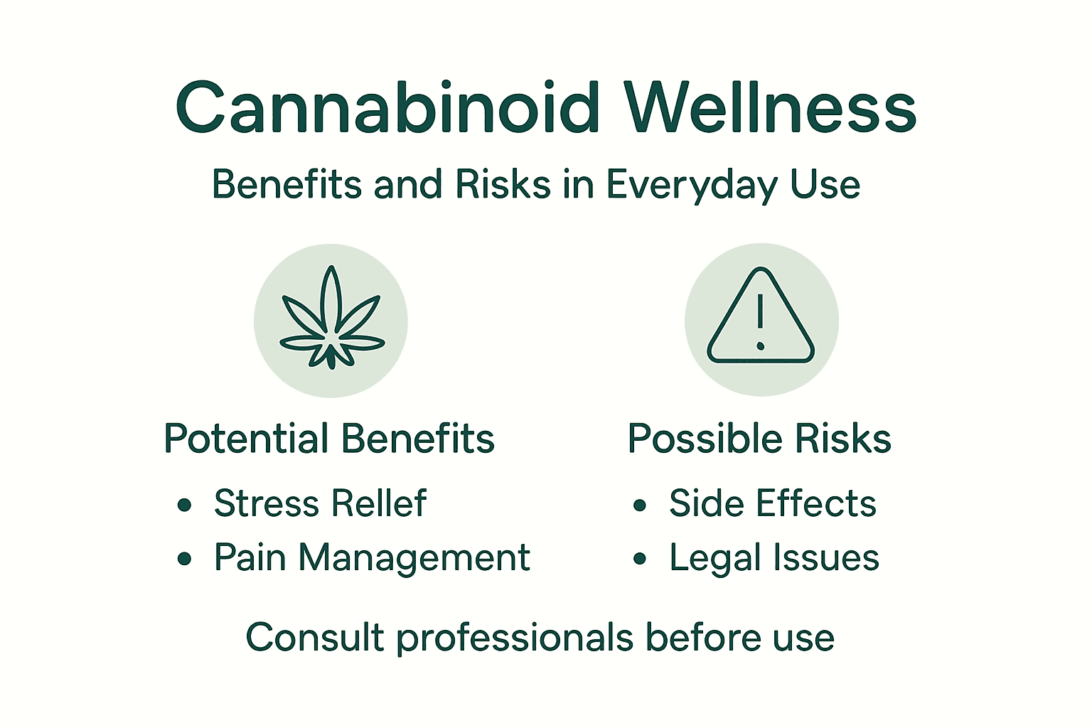 Infographic showing cannabinoid wellness benefits and risks