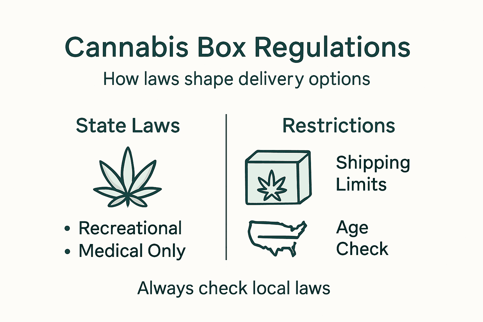 Infographic about cannabis box regulations and restrictions