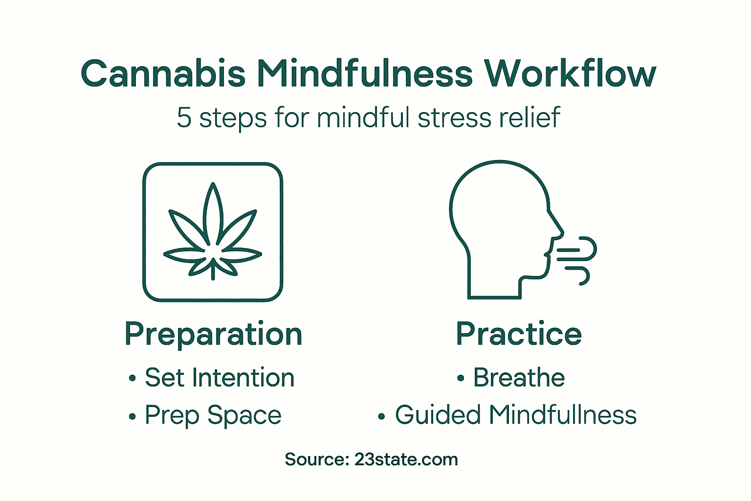 Infographic showing cannabis mindfulness workflow steps