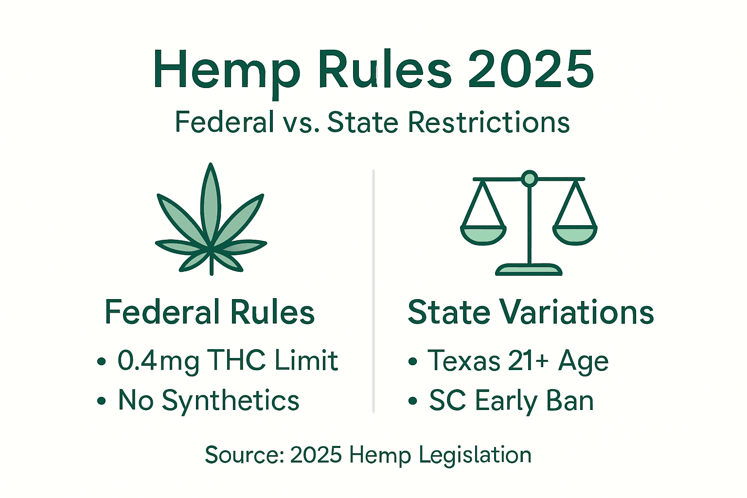 Infographic showing hemp law changes in Texas, South Carolina