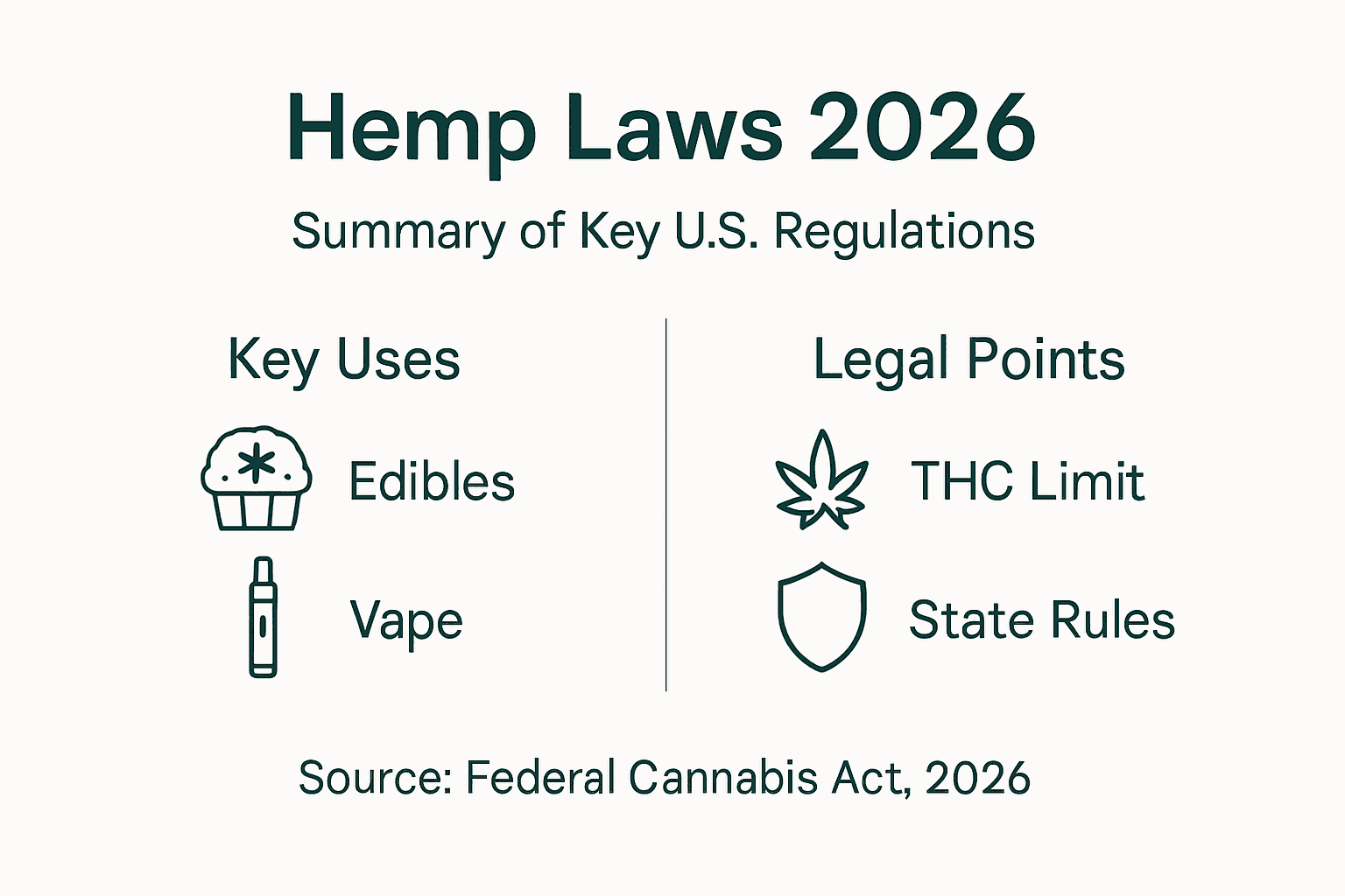 Infographic showing hemp laws and uses overview