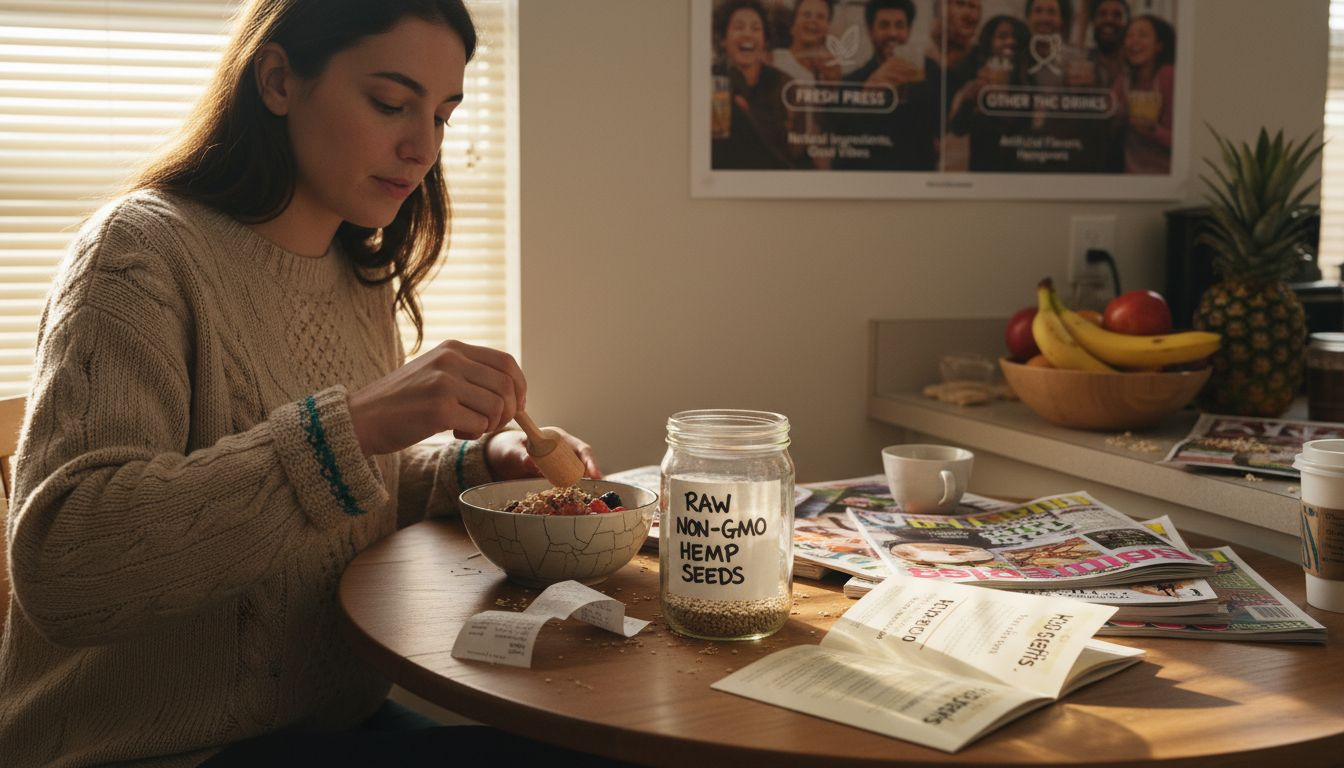 Adding hemp seeds to nutritious breakfast