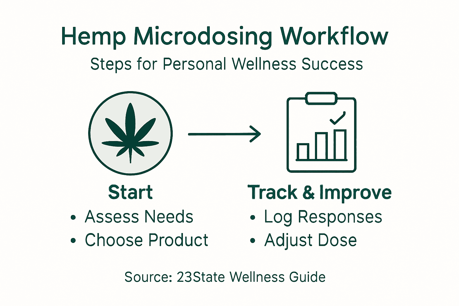 Infographic showing steps for hemp microdosing workflow