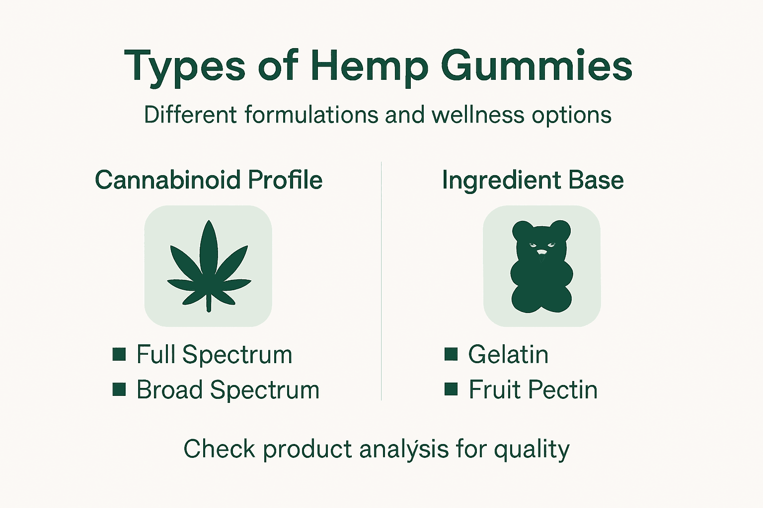 Infographic on hemp gummies types and ingredients
