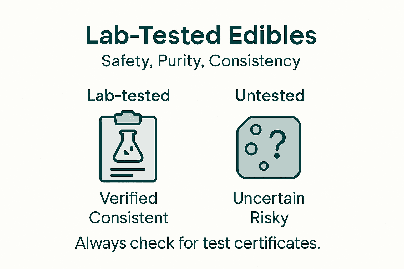 Infographic comparing lab-tested vs untested edibles