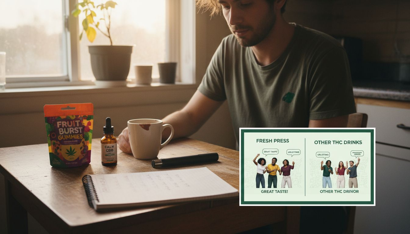 Man examining types of cannabis products