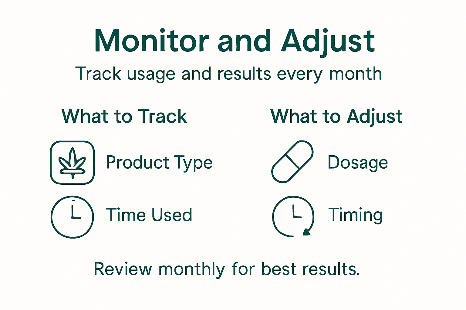 Infographic tracking and adjusting cannabis routine