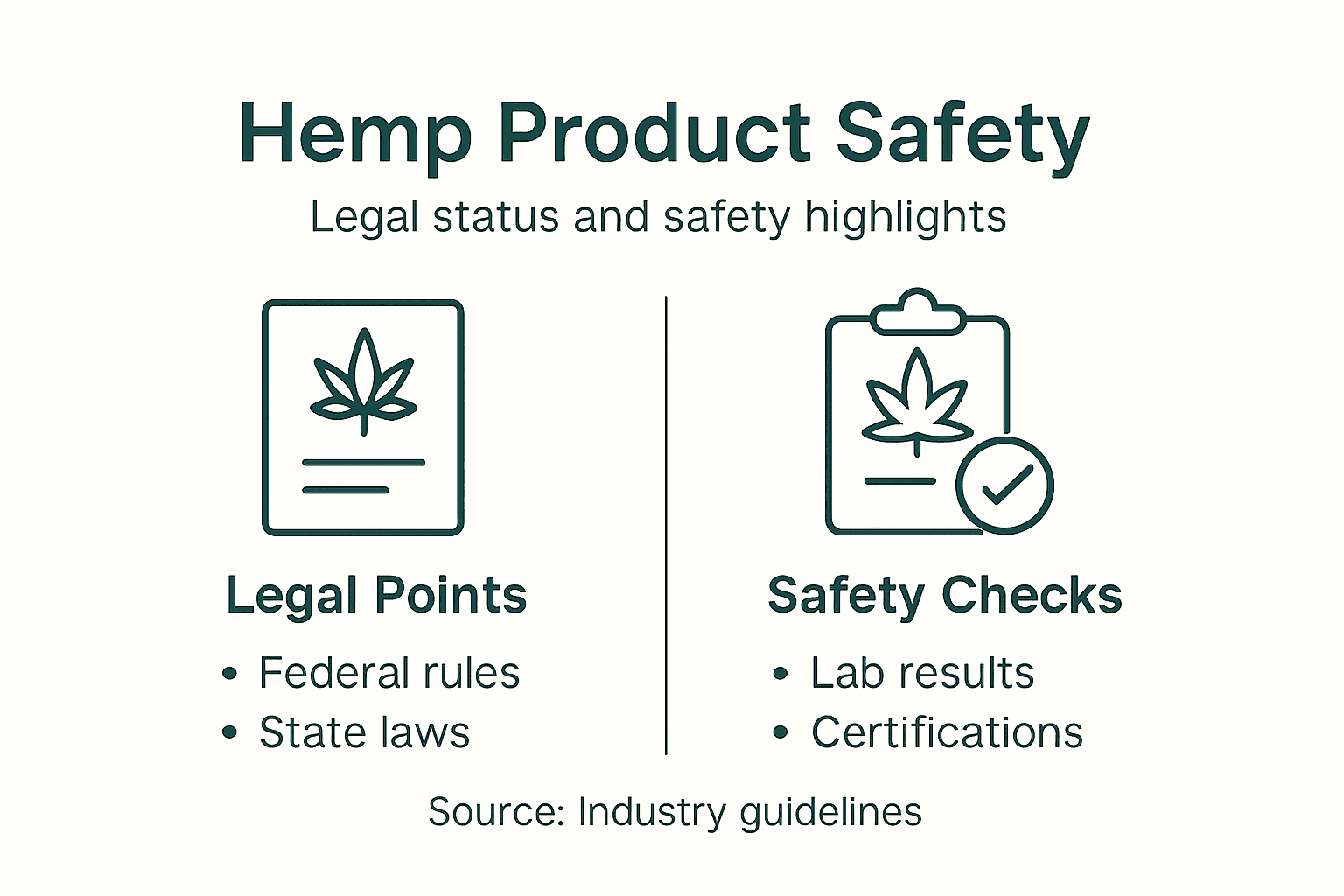 Infographic showing hemp safety and legal points