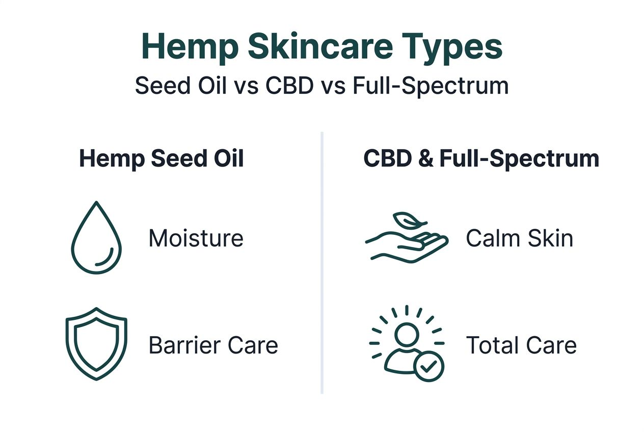 Infographic on hemp oil types with key points