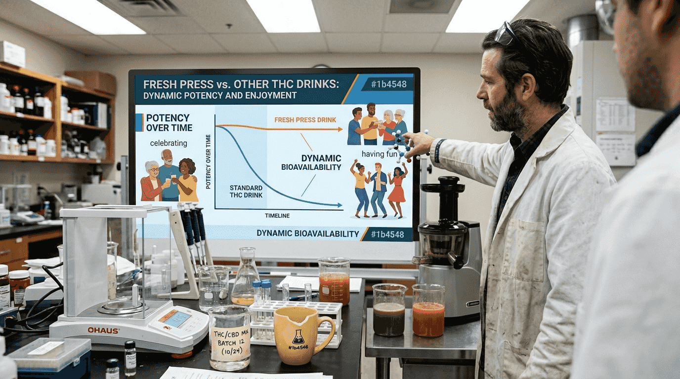 Scientist showing CBD and THC interaction