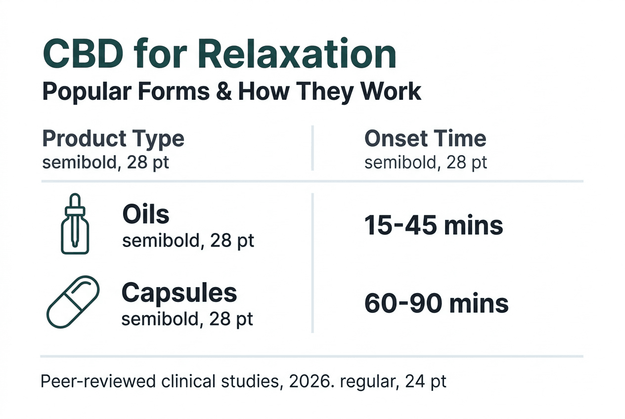 Infographic outlining CBD product types and effects