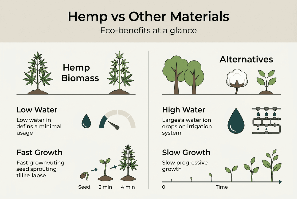 Infographic comparing hemp with other materials