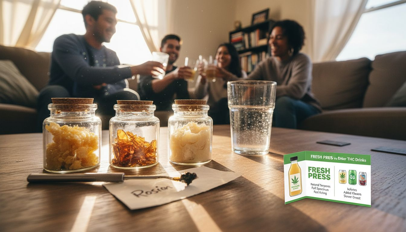 Selection of cannabis concentrate types on table