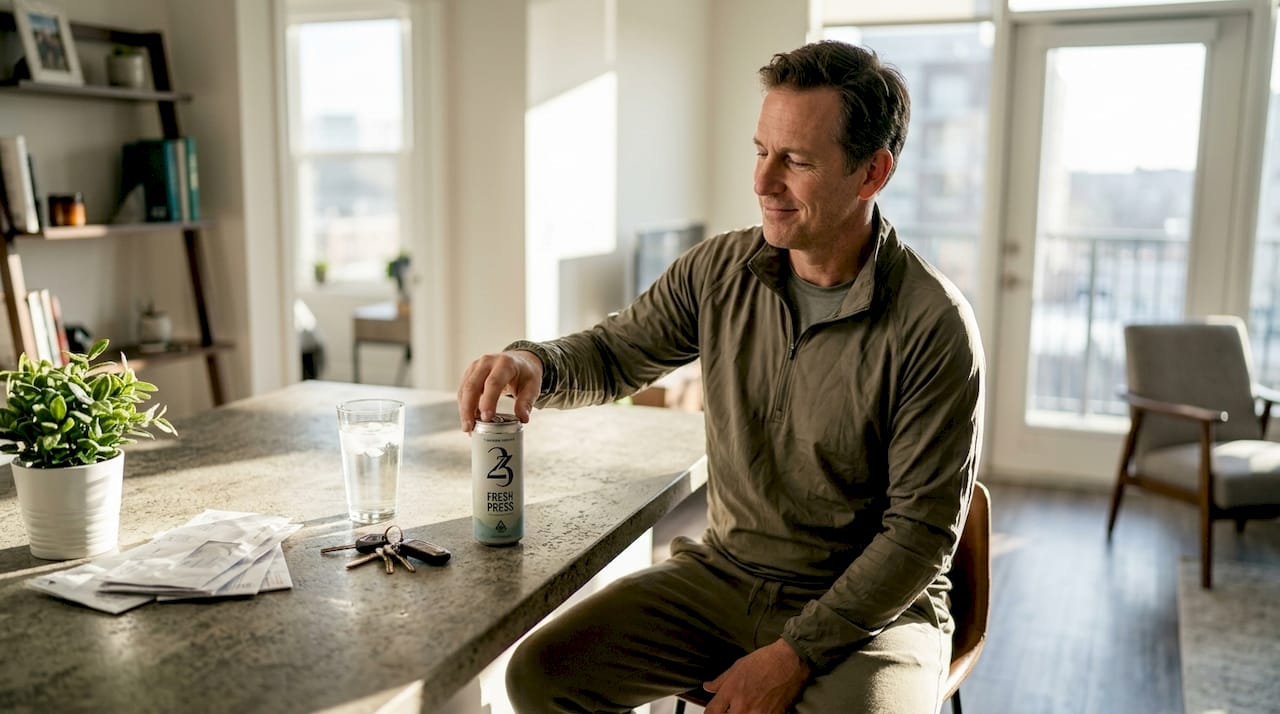 Man uses topical balm after exercise