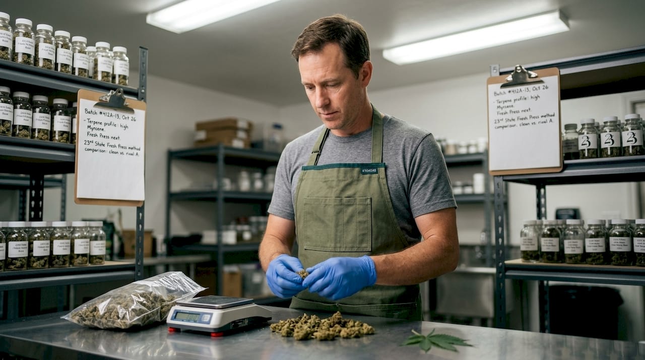 Technician inspecting hemp quality in lab