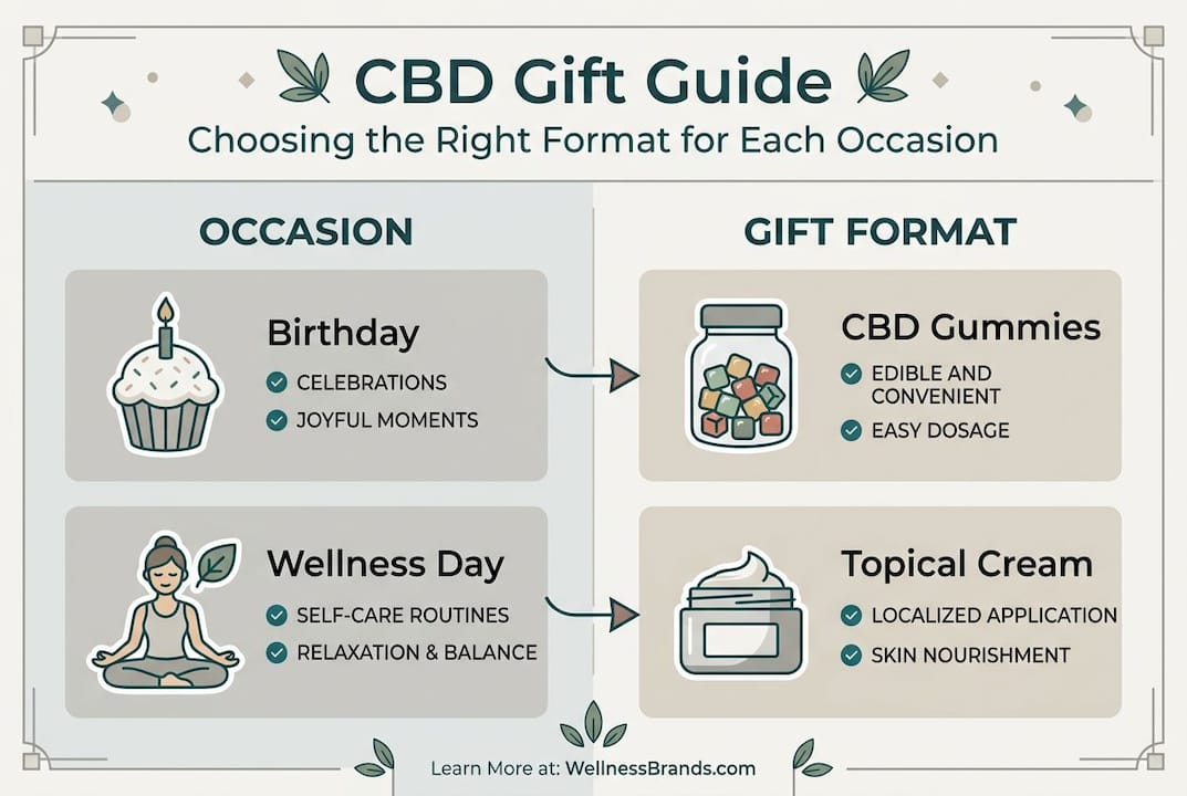 Infographic with CBD gift occasions and formats