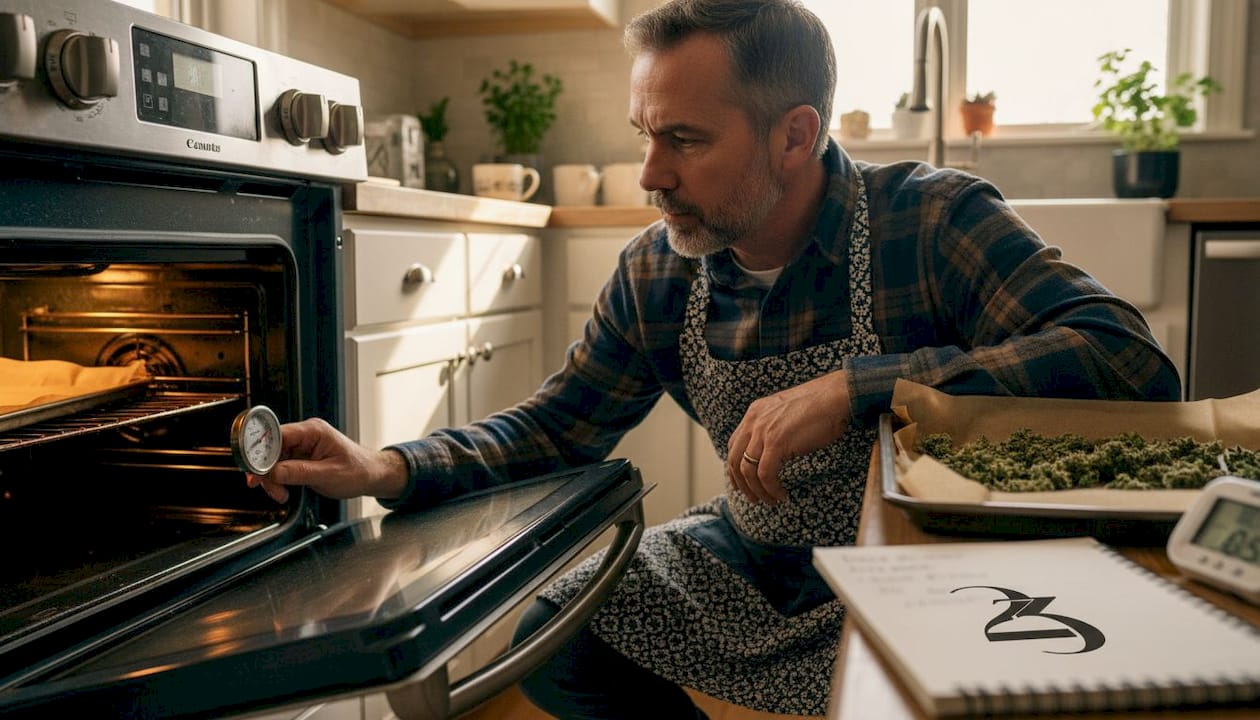 Checking oven thermometer for cannabis decarbing