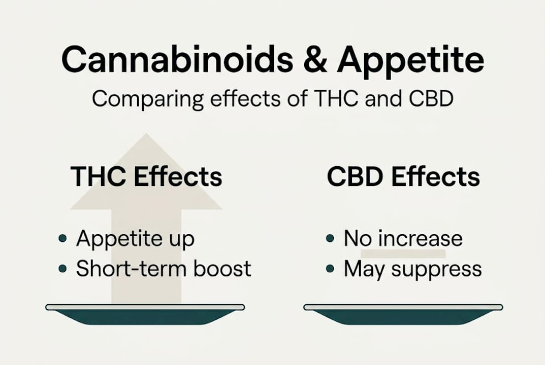 Infographic compares THC and CBD appetite effects