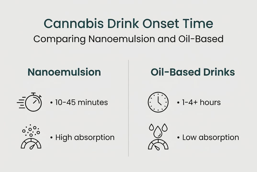 Infographic comparing cannabis drink onset types