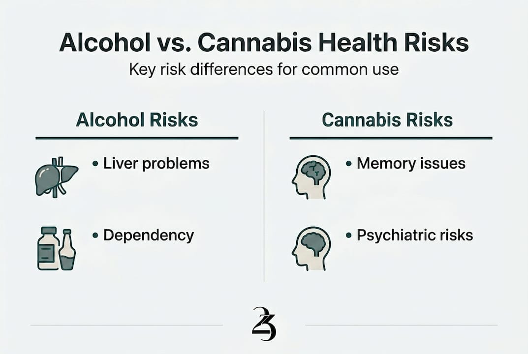 Infographic of alcohol and cannabis risk comparison