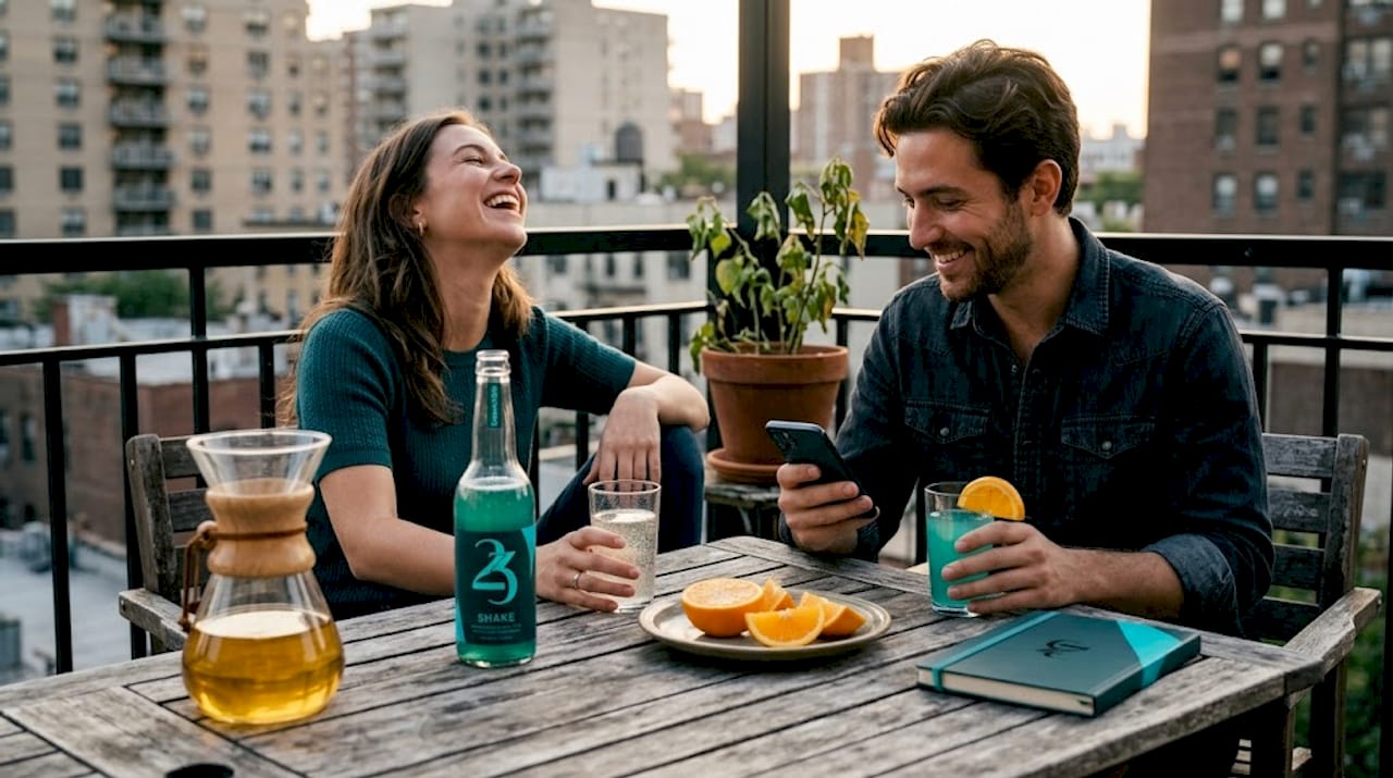 Friends enjoying non-alcoholic drinks outdoors